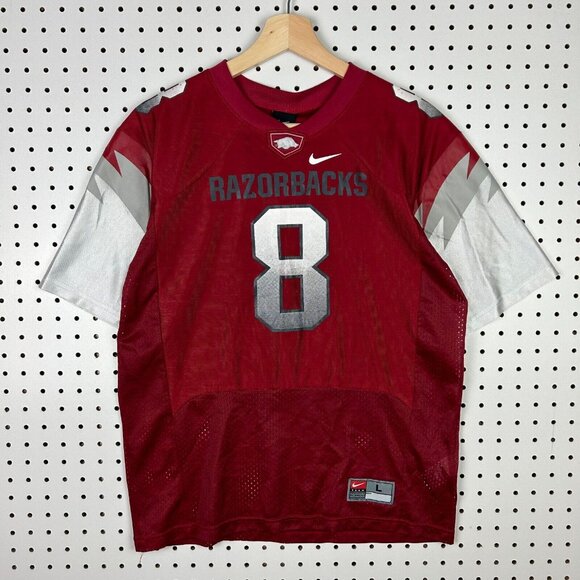 Arkansas Razorbacks Football Jersey Youth Size Large Nike Vintage Red #8 Mesh - Picture 2 of 7